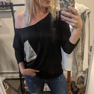 Glitter Pocket Off Shoulder Top